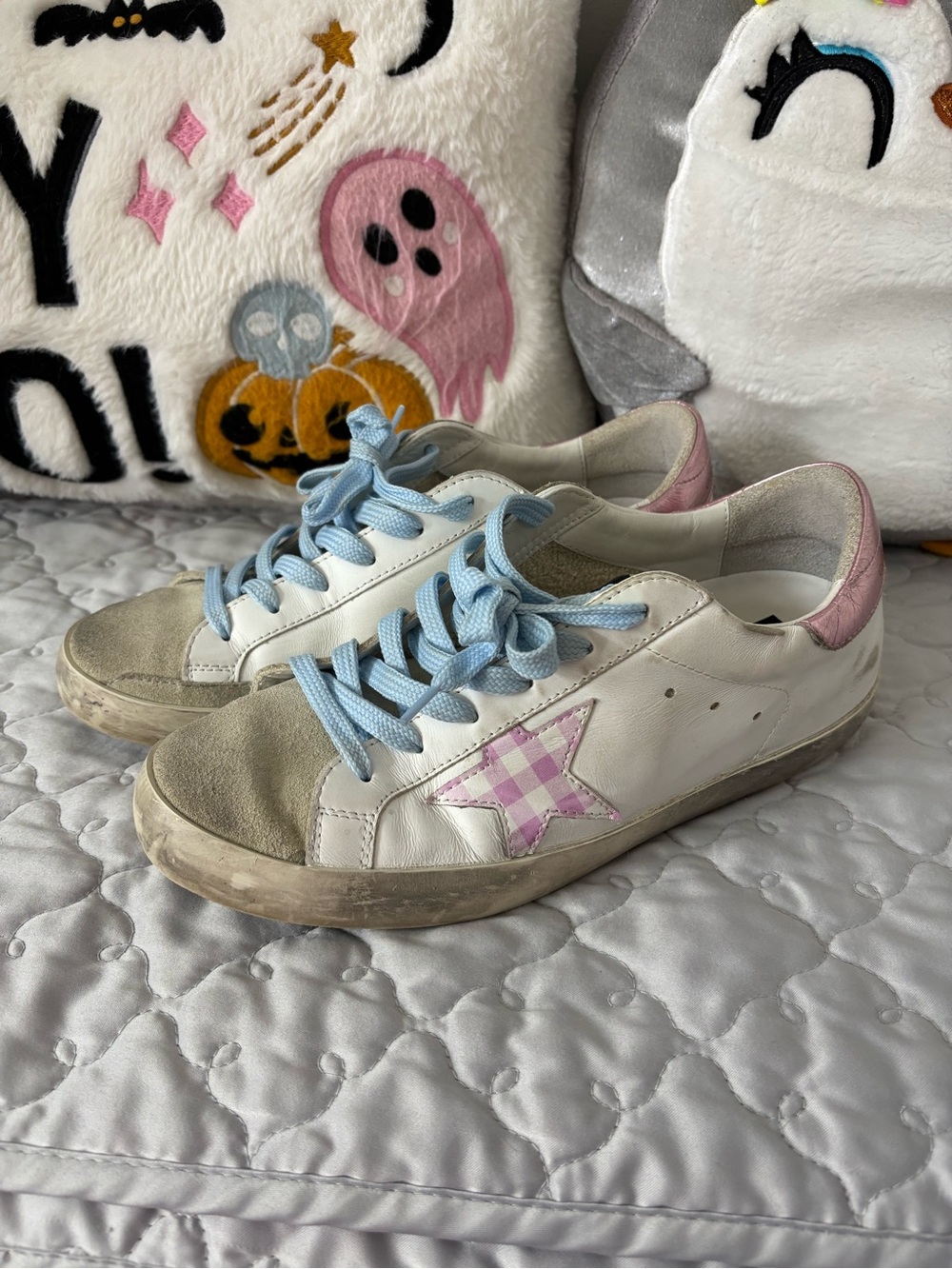 Golden Goose Pink gingham super star sneakers